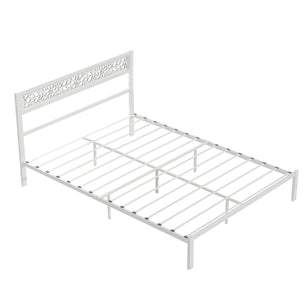 Galano Candence Eirwen Queen Metal Platform Bed Frame, Steel Slat Support, No Box Spring Needed, Easy Assembly, White