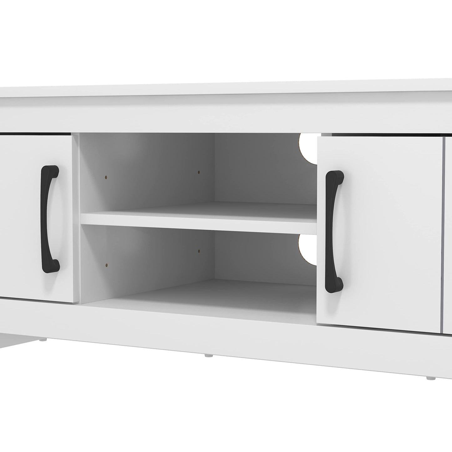 Galano Limestone TV Unit - TV Stand Cabinet for up to 50-inch TV for Living Room or Bedroom, 40 x 119 x 43.8 cm 2-Door TV Table Storage Unit - Light Grey