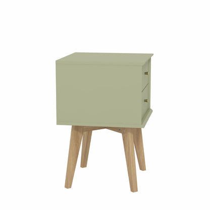 Galano Abby Bedside Table - Stylish 2 Drawer Bedside - Side Table with Storage - Storage Cabinet for Hallway - Entryway or Bedroom (Light Grey/Oak)