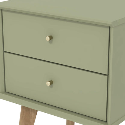 Galano Abby Bedside Table - Stylish 2 Drawer Bedside - Side Table with Storage - Storage Cabinet for Hallway - Entryway or Bedroom (Light Grey/Oak)