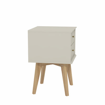 Galano Abby Bedside Table - Stylish 2 Drawer Bedside - Side Table with Storage - Storage Cabinet for Hallway - Entryway or Bedroom (Light Grey/Oak)