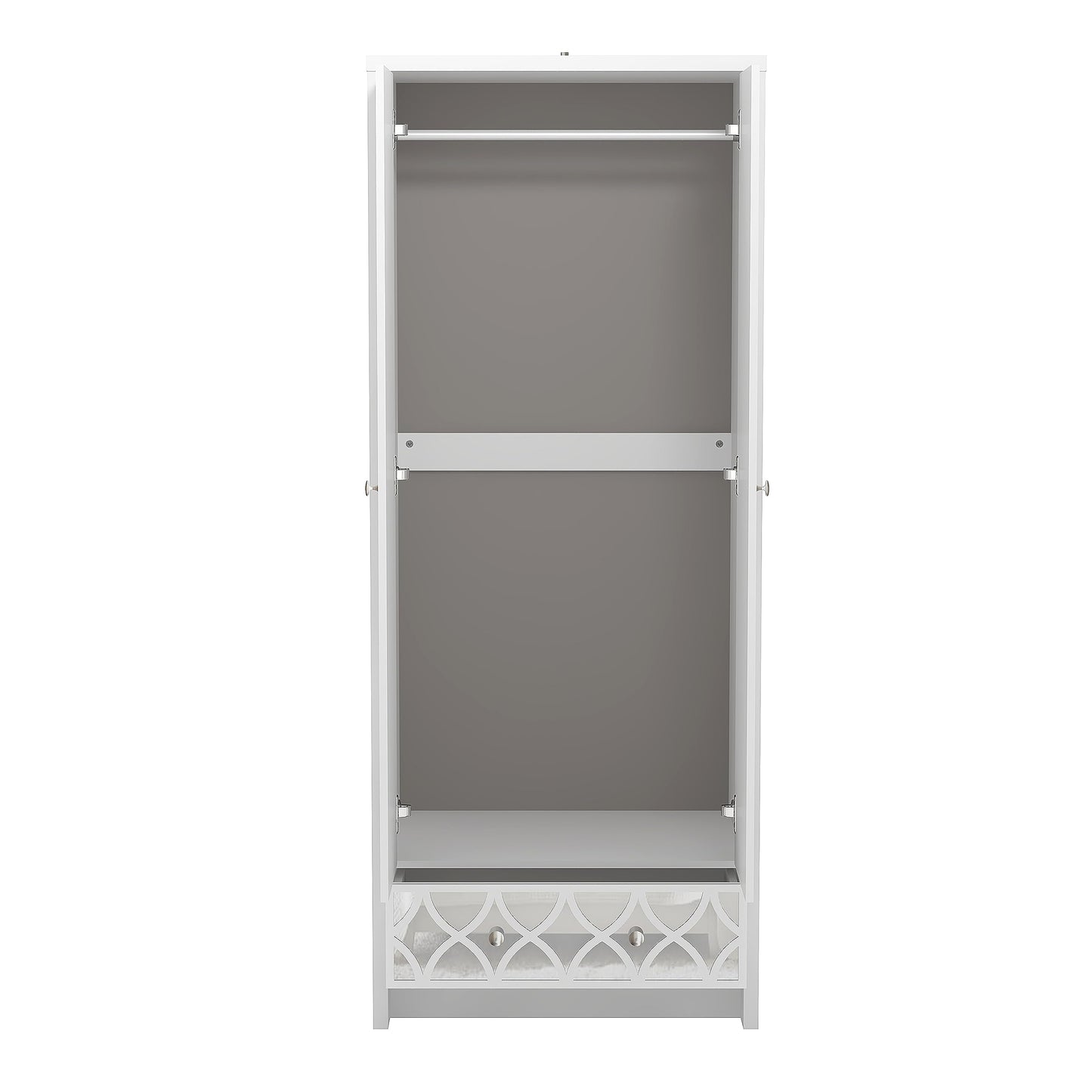 Galano Iris 2 Door 1 Drawer Wardrobe - Bedroom Furniture Unit with Hanging Rail Storage and Drawer, Wardrobe Storage Organizer - Grey