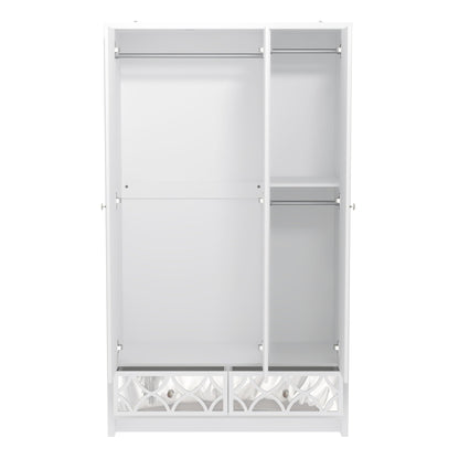 Galano Iris 3 Door 2 Drawer Wardrobe - Modern Stylish Bedroom Furniture Unit with Mirror Effect - Storage Organizer with Hanging Rail Storage and Drawer (Cool Grey)