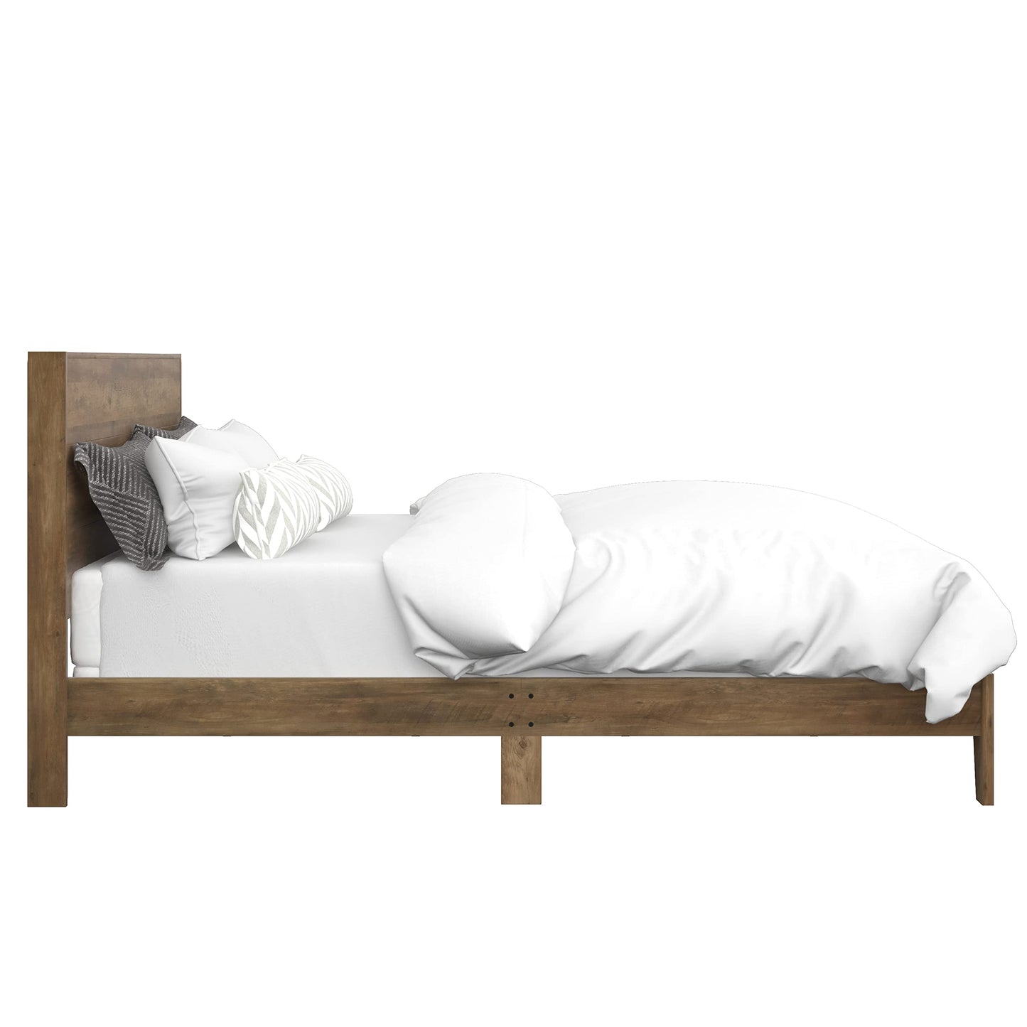 Galano Payne Wood Platform Queen Bed Frame with Headboard, Mattress Foundation with Wood Slat Support, No Box Spring Needed, 64.17" D x 85.31" W x 40.15" H, Knotty Oak