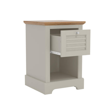 Galano Milan 1 Drawer Bedside Table - Stylish Side Table with Storage - Storage Cabinet for Hallway - Entryway or Bedroom (Pearl White Oak)