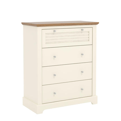 Galano Milan 4 Drawer Chest - Chest of Drawer with Storage for Bedroom - Organizers and Storage Cabinet for Hallway - Entryway or Living Room (Ivory/Oak,)