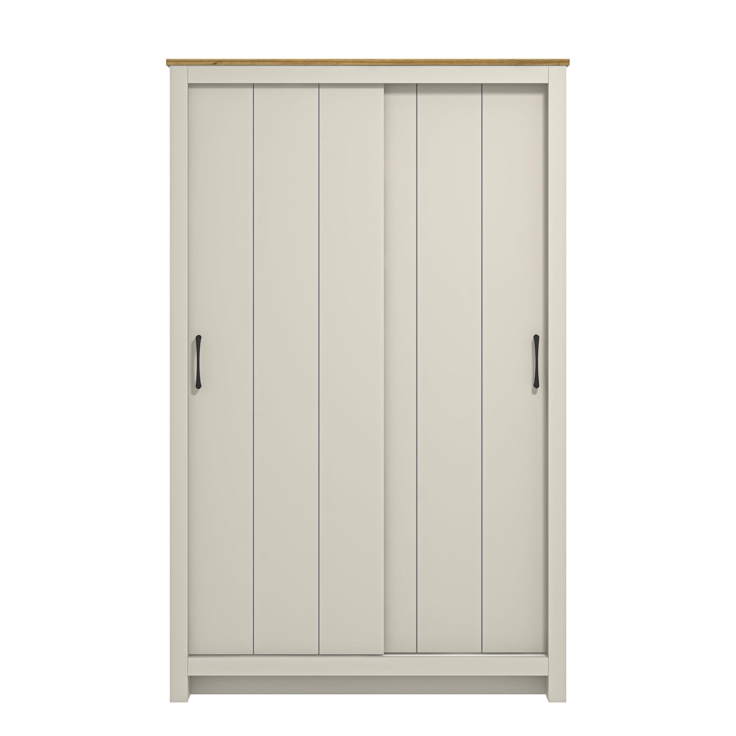 Galano Limestone 2 Door Sliding Wardrobe - Space Saving Stylish and Sturdy 2 Door Minimalist Wardrobe - Bedroom Furniture Unit with Hanging Rail Storage (Light Grey)