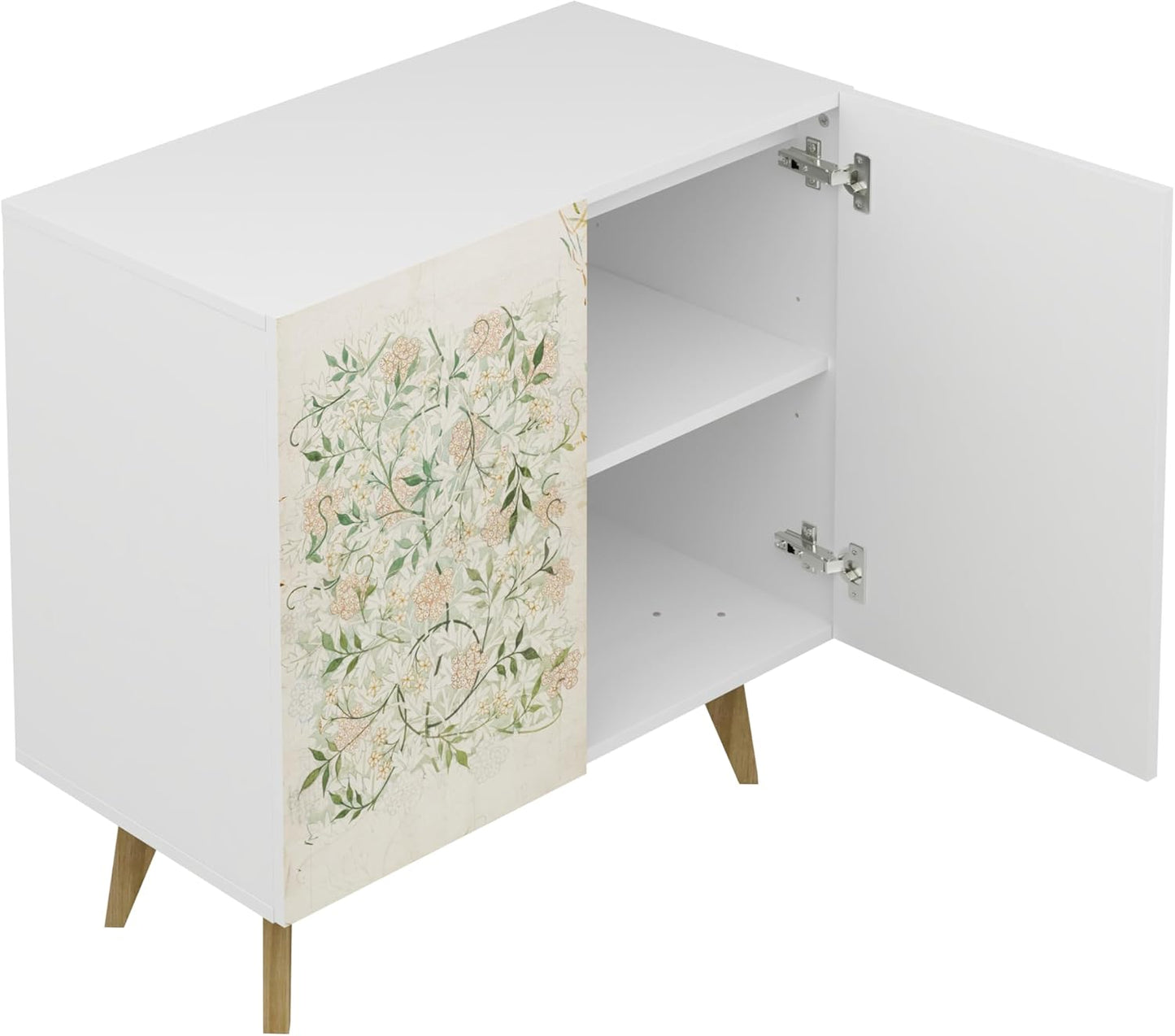 Galano Capson Fleur 2 Door Sideboard - Buffets & Sideboards - Storage Cabinet - Buffet Cabinet - Accent Cabinet - Credenza for Living Room - Printed Doors - White with Printing