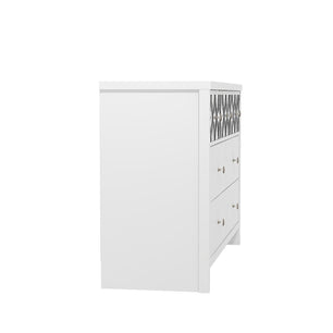 Galano Iris 3 Plus 4 Drawer Chest - Modern Multi Chest with Mirrored Drawers - Organizers and Storage Cabinet for Bedroom – Console for Entryway - Hallway or Living Room - White