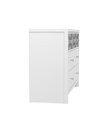 Galano Iris 3 Plus 4 Drawer Chest - Modern Multi Chest with Mirrored Drawers - Organizers and Storage Cabinet for Bedroom – Console for Entryway - Hallway or Living Room - White