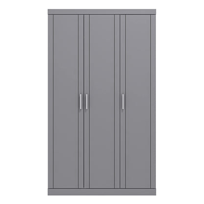 Galano Kimberley Wardrobe - Stylish & Sturdy 3 Door Wardrobe - Bedroom Furniture Unit with Hanging Rail Storage - ‎52.7 x 104.7 x 180.5 cm - Cool Grey