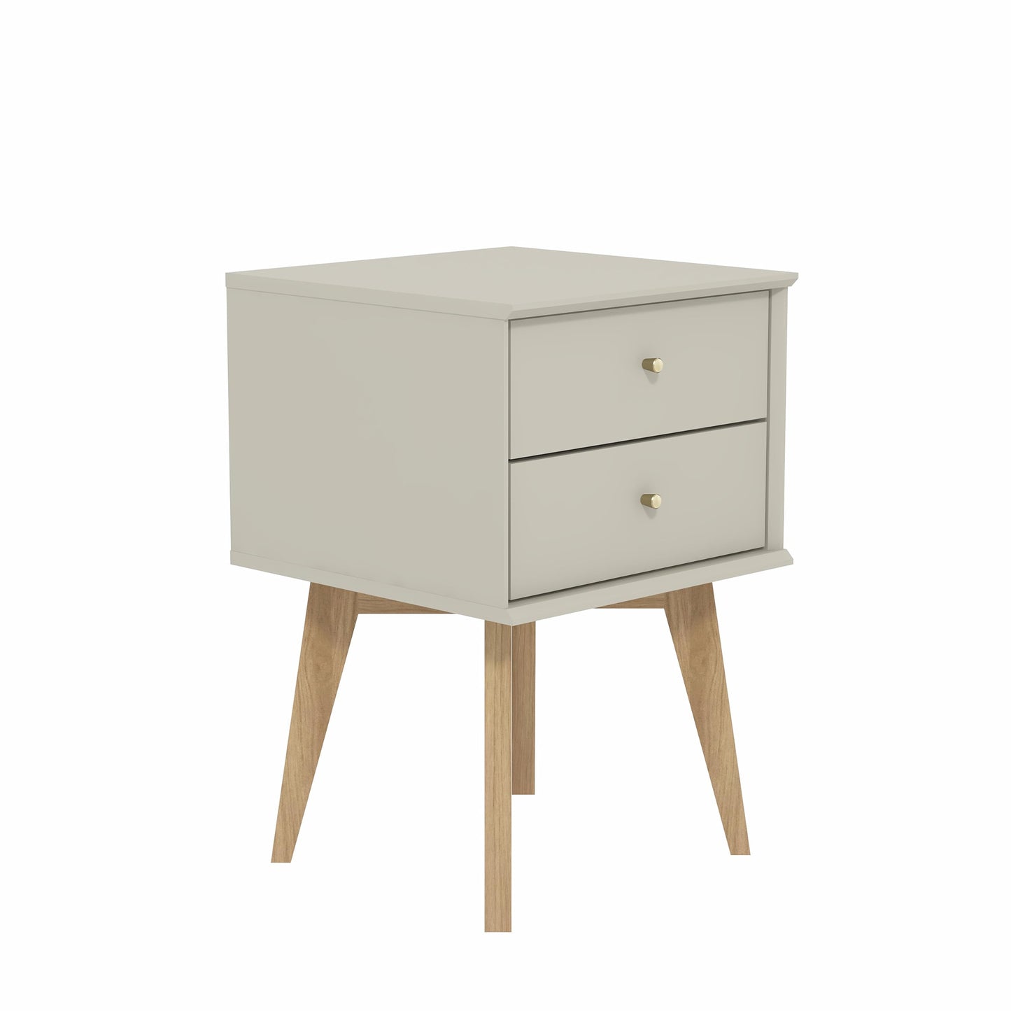 Galano Abby Bedside Table - Stylish 2 Drawer Bedside - Side Table with Storage - Storage Cabinet for Hallway - Entryway or Bedroom (Light Grey/Oak)