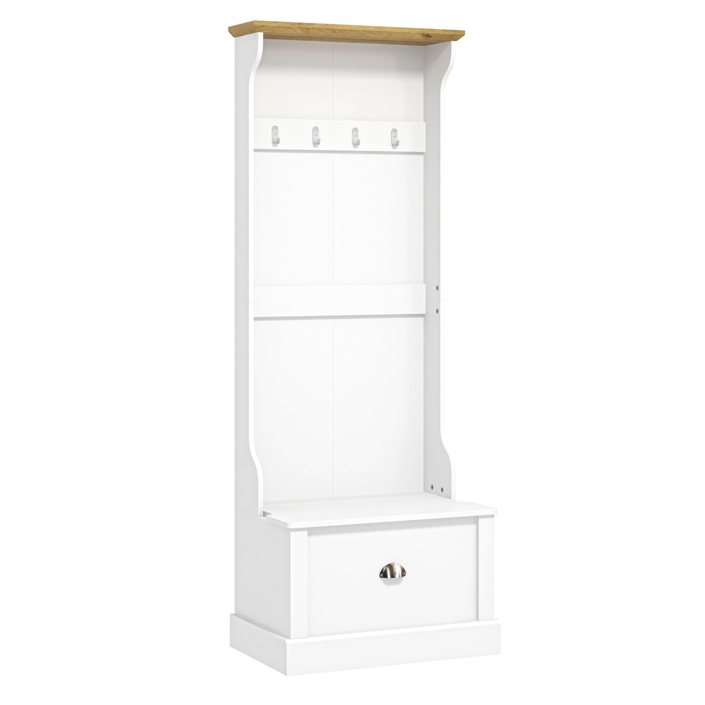 Galano Sufy Hallway Unit - Entryway Bench with Coat Rack - Storage Cabinet with Bench & Coat Rack (White)