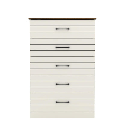 Galano Elis Wooden 5 Drawer Dresser for Bedroom with Interlock, Modern Storage Chest for Nursery and Children Room, 15.8" D x 31.5" W x 47.2" H, Dusty Grey Oak