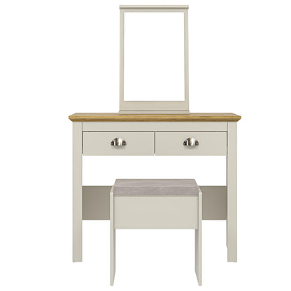 Galano Sufy Dressing Table with Mirror and Cushioned Stool - Bedroom Large Vanity Makeup Table with Drawer Storage – Console Table for Home Hallway and Living (Light Grey)