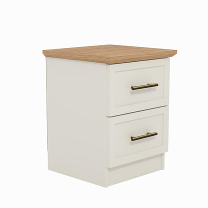 Galano Cleverton 2 Drawer Bedside Table - Stylish Side Table with Storage - Nightstands Bedroom Furniture - Organizers & Storage Cabinet for Hallway, Entryway or Livingrom (Light Grey/Oak)