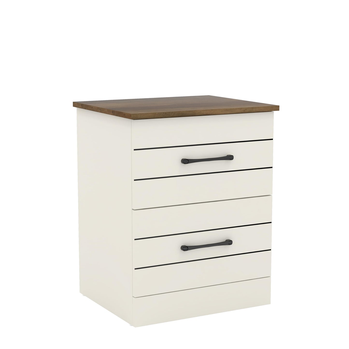 Galano Elis 2 Drawer Bedside, Bedside Table with Drawer, Nightstand Lamp, End Table, Side Table, Drawer Glides, Engineered Wood, Ultra Fast Assembly and Tool-Free (Ivory/Knotty Oak)