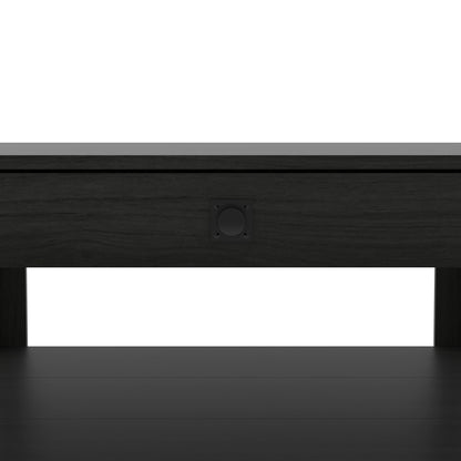 Galano Philia Square Modern Top Coffee Table with Storage Drawer, 2 Tier Center Table for Living Room, Office, Balcony, 31.5" D x 31.5" W x 16.3" H, Rustic Black Oak