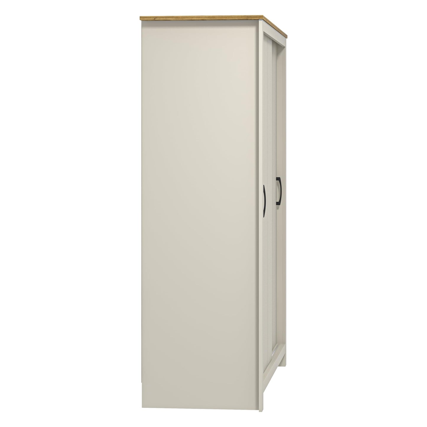 Galano Limestone 2 Door Sliding Wardrobe - Space Saving Stylish and Sturdy 2 Door Minimalist Wardrobe - Bedroom Furniture Unit with Hanging Rail Storage (Light Grey)