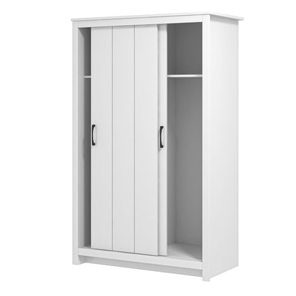 Galano Limestone 2 Door Sliding Wardrobe - Space Saving Stylish and Sturdy 2 Door Minimalist Wardrobe - Bedroom Furniture Unit with Hanging Rail Storage (Light Grey)