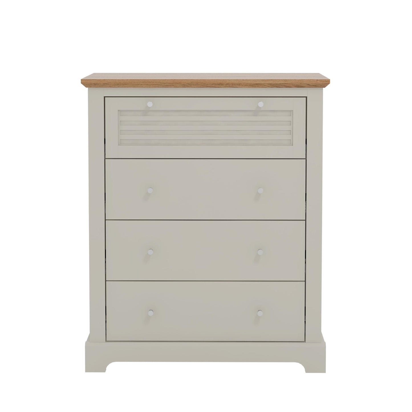 Galano Milan 4 Drawer Chest - Chest of Drawer with Storage for Bedroom - Organizers and Storage Cabinet for Hallway - Entryway or Living Room (Ivory/Oak,)