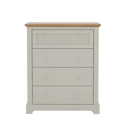 Galano Milan 4 Drawer Chest - Chest of Drawer with Storage for Bedroom - Organizers and Storage Cabinet for Hallway - Entryway or Living Room (Ivory/Oak,)