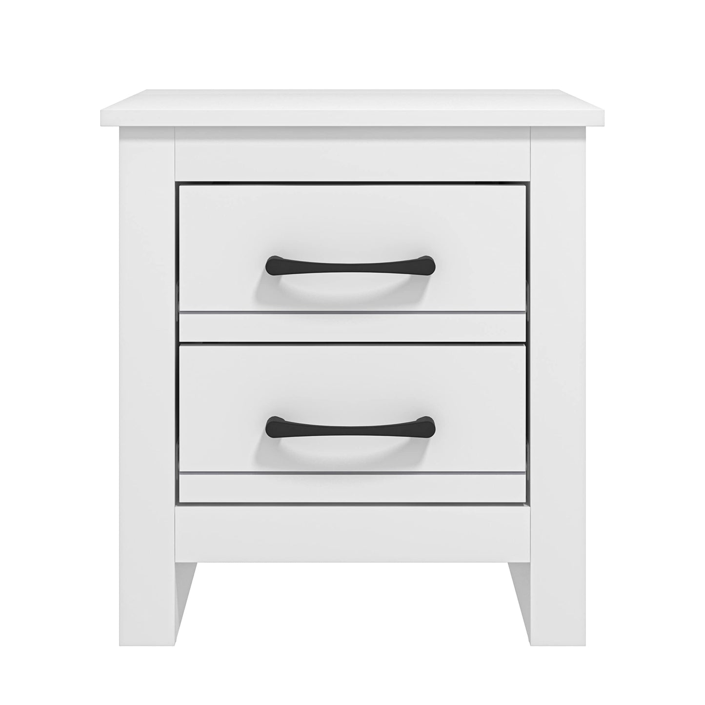 Galano Limestone Bedside Table - 2 Drawer Bedside Cabinet For Side Bedroom Organizer - Small Bedside table For Your Bed - ‎39.5 x 45 x 48.5 cm - White