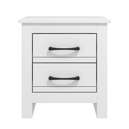 Galano Limestone Bedside Table - 2 Drawer Bedside Cabinet For Side Bedroom Organizer - Small Bedside table For Your Bed - ‎39.5 x 45 x 48.5 cm - White