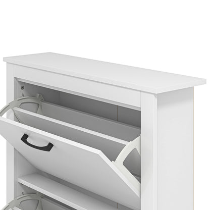 Galano Limestone Shoe Cabinet - 2 Door Folding Extendable Shoe Rack for Slim Storage Organiser in Hallway, Living Room or Entryway - ‎22 x 79 x 90.0 cm - White