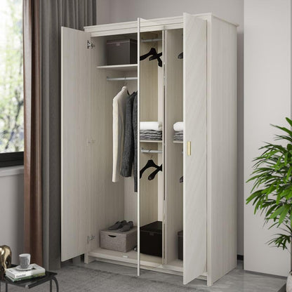 Galano Bonny 2 Door Wardrobe with Mirror - Stylish & Sturdy Wardrobe with Bar Gold Handle - Bedroom Furniture Unit with Hanging Rail Storage (New White)