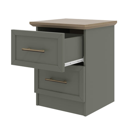 Galano Cleverton 2 Drawer Bedside Table - Stylish Side Table with Storage - Nightstands Bedroom Furniture - Organizers & Storage Cabinet for Hallway, Entryway or Livingrom (Light Grey/Oak)