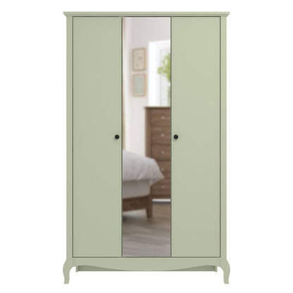 Galano Stella 2 Door Wardrobe - Stylish & Sturdy Wardrobe with Bar Gold Metal Handle - Bedroom Furniture Unit with Hanging Rail Storage (Light Green)