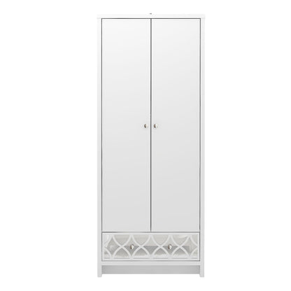 Galano Iris 2 Door 1 Drawer Wardrobe - Bedroom Furniture Unit with Hanging Rail Storage and Drawer, Wardrobe Storage Organizer - Grey