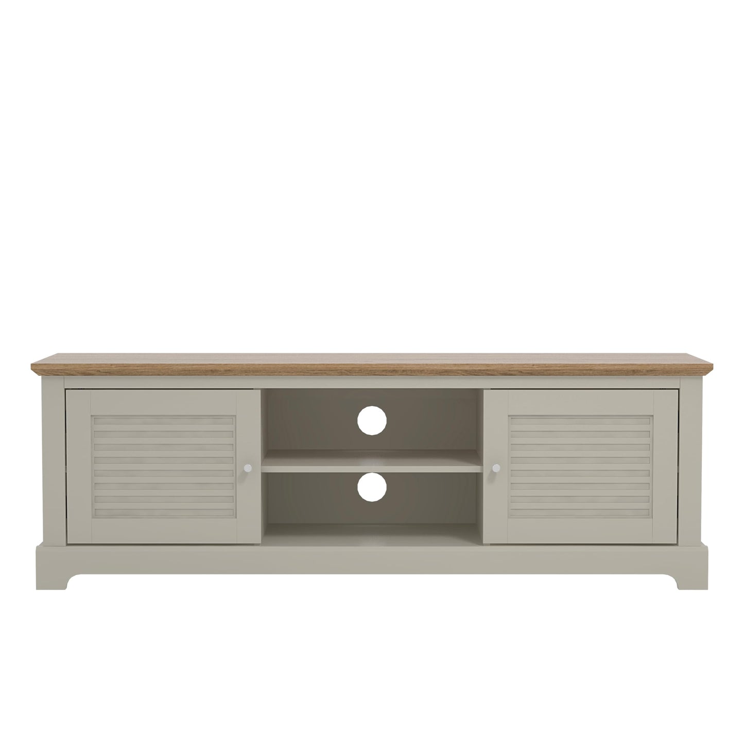 Galano Milan Wide TV Unit, Entertainment Centre for up to 65" TV, 150cm TV Unit with 2 Doors, TV Stand Cabinet for Living Room, Large Storage (Light Grey/Oak)