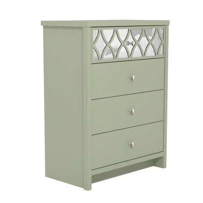 Galano Iris 4 Drawer Chest - Modern Cabinet with 1 Mirrored Drawers - Organizers and Storage for Bedroom – Console for Entryway - Hallway or Living Room - Sage Green