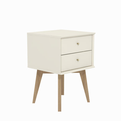 Galano Abby Bedside Table - Stylish 2 Drawer Bedside - Side Table with Storage - Storage Cabinet for Hallway - Entryway or Bedroom (Light Grey/Oak)