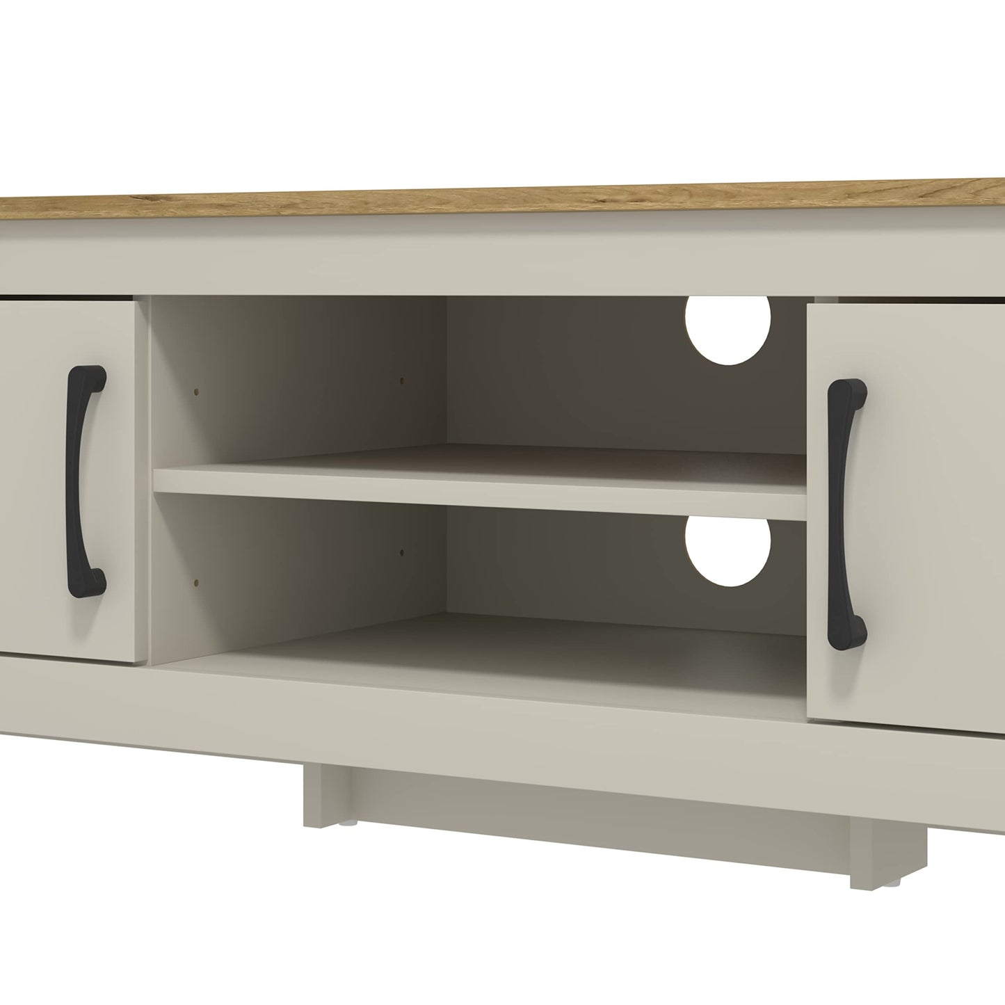 Galano Limestone Wide TV Unit, Entertainment Centre for up to 65'' TV, 150cm TV Unit with 2 Doors (Light Grey) (FG-LR-PU-7-415-RV-UK)