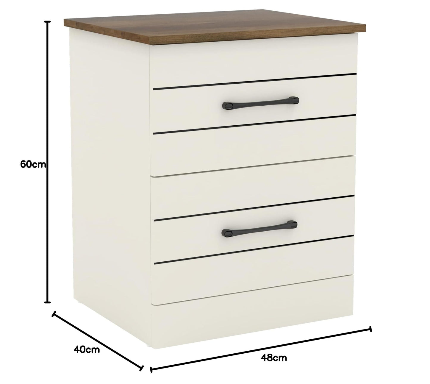 Galano Elis 2 Drawer Bedside, Bedside Table with Drawer, Nightstand Lamp, End Table, Side Table, Drawer Glides, Engineered Wood, Ultra Fast Assembly and Tool-Free (Ivory/Knotty Oak)