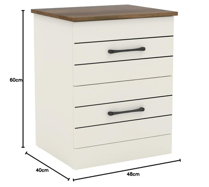 Galano Elis 2 Drawer Bedside, Bedside Table with Drawer, Nightstand Lamp, End Table, Side Table, Drawer Glides, Engineered Wood, Ultra Fast Assembly and Tool-Free (Ivory/Knotty Oak)