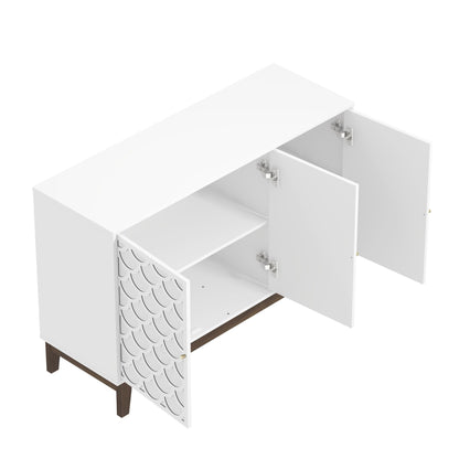 Galano Trafford 3 Door Sideboard - Storage Drawer Cabinet for Living Room, Bedroom, or Kitchen (Trafford, White)