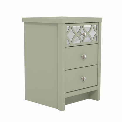 Galano Iris 3 Drawer Bedside - Modern Cabinet with 1 Mirrored Drawers - Organizers and Storage for Bedroom – Console for Entryway - Hallway or Living Room - Sage Green