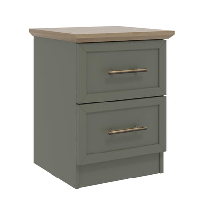 Galano Cleverton 2 Drawer Bedside Table - Stylish Side Table with Storage - Nightstands Bedroom Furniture - Organizers & Storage Cabinet for Hallway, Entryway or Livingrom (Light Grey/Oak)