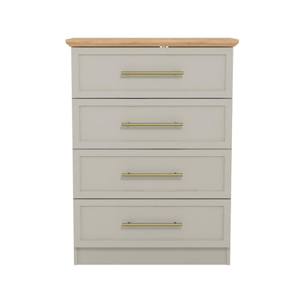 Galano Cleverton 4 Drawer Chest - Chest of Drawers with Storage for Bedroom - Closet Organizers and Storage Cabinet for Hallway, Entryway (Light Grey/Oak)