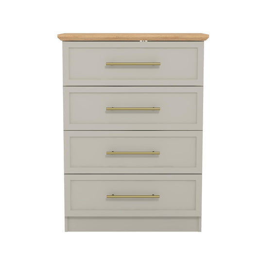 Galano Cleverton 4 Drawer Chest - Chest of Drawers with Storage for Bedroom - Closet Organizers and Storage Cabinet for Hallway, Entryway (Light Grey/Oak)