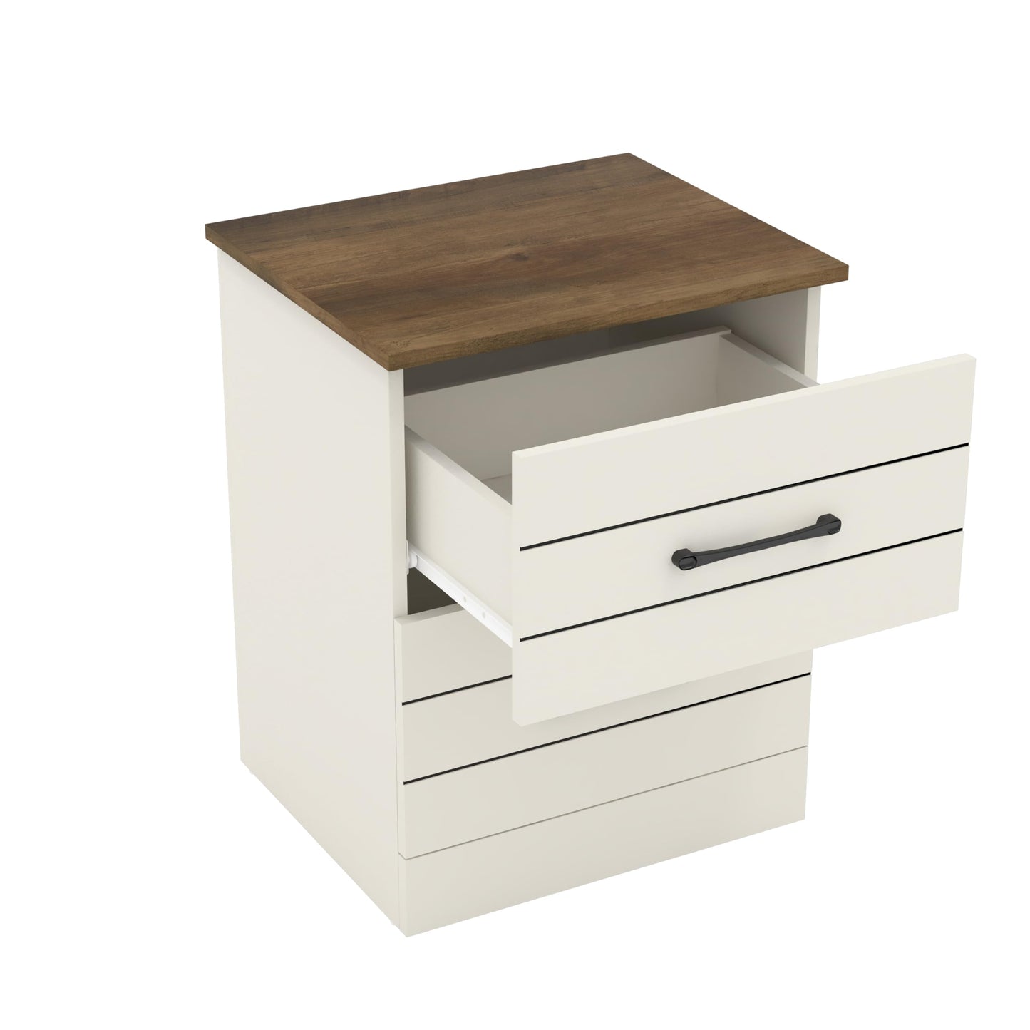 Galano Elis 2 Drawer Bedside, Bedside Table with Drawer, Nightstand Lamp, End Table, Side Table, Drawer Glides, Engineered Wood, Ultra Fast Assembly and Tool-Free (Ivory/Knotty Oak)