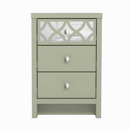 Galano Iris 3 Drawer Bedside - Modern Cabinet with 1 Mirrored Drawers - Organizers and Storage for Bedroom – Console for Entryway - Hallway or Living Room - Sage Green