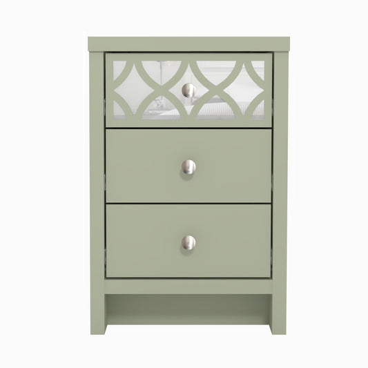 Galano Iris 3 Drawer Bedside - Modern Cabinet with 1 Mirrored Drawers - Organizers and Storage for Bedroom – Console for Entryway - Hallway or Living Room - Sage Green