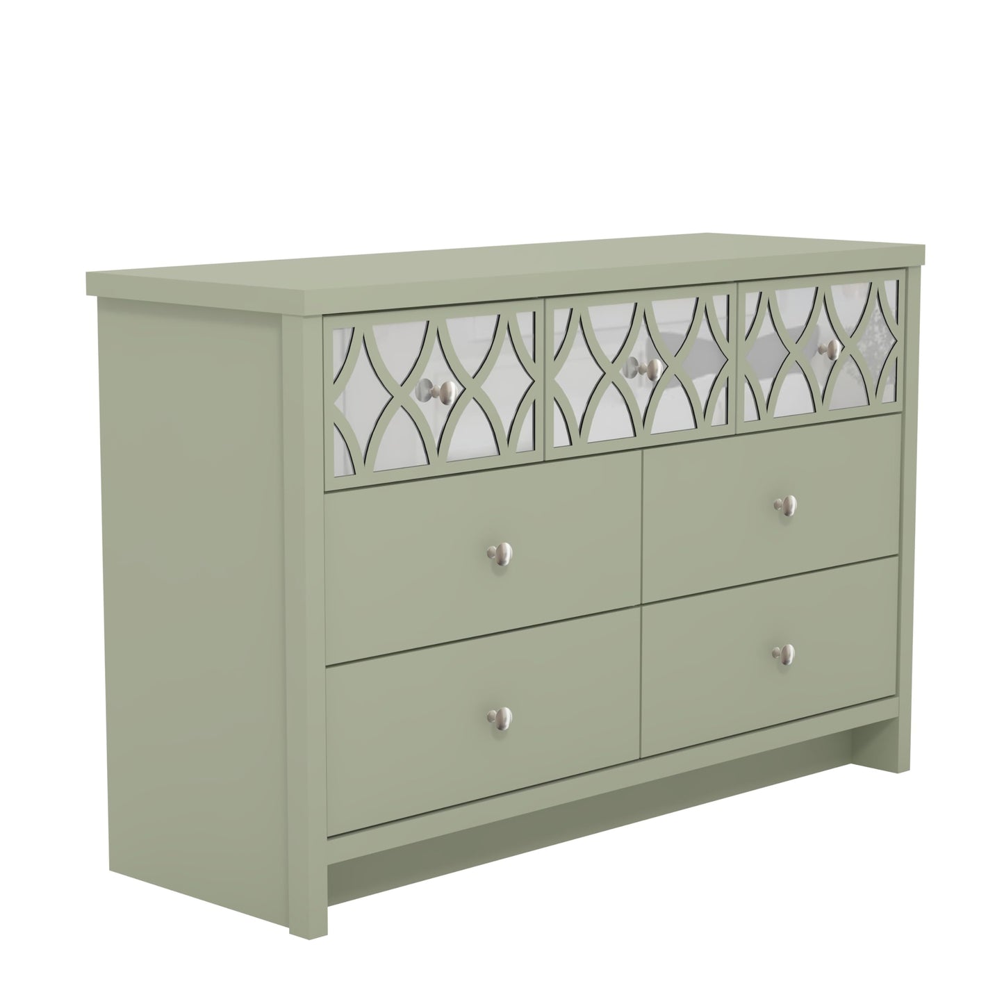 Galano Iris 3+4 Drawer Chest - Modern Multi Chest with Mirrored Drawers - Organizers and Storage Cabinet for Bedroom – Console for Entryway - Hallway or Living Room - Sage Green