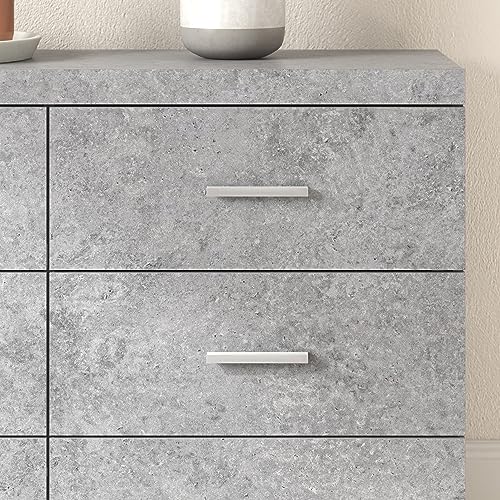 Galano Carmelo 6 Drawer Dresser (Interlock) Chest for Bedroom Drawer Organizer Deep Drawers Clothes Storage Marble Design 16.26" D x 46.46" W x 31.73" H Concrete Cool Grey