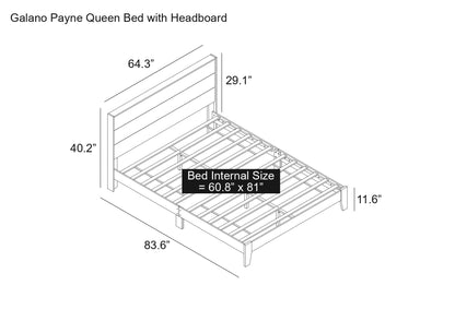 Galano Payne Queen Bed Frame with Headboard - Bed Frame Queen Size - Queen Size Bed Frame - Wood Bed Frame - No Box Spring Needed - Strong Weight Capacity - Oslo Oak